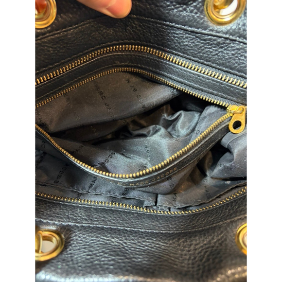 Marc by Marc Jacobs Black Pebbled Leather Satchel Tote Gold Hardware Bag - Picture 9 of 11